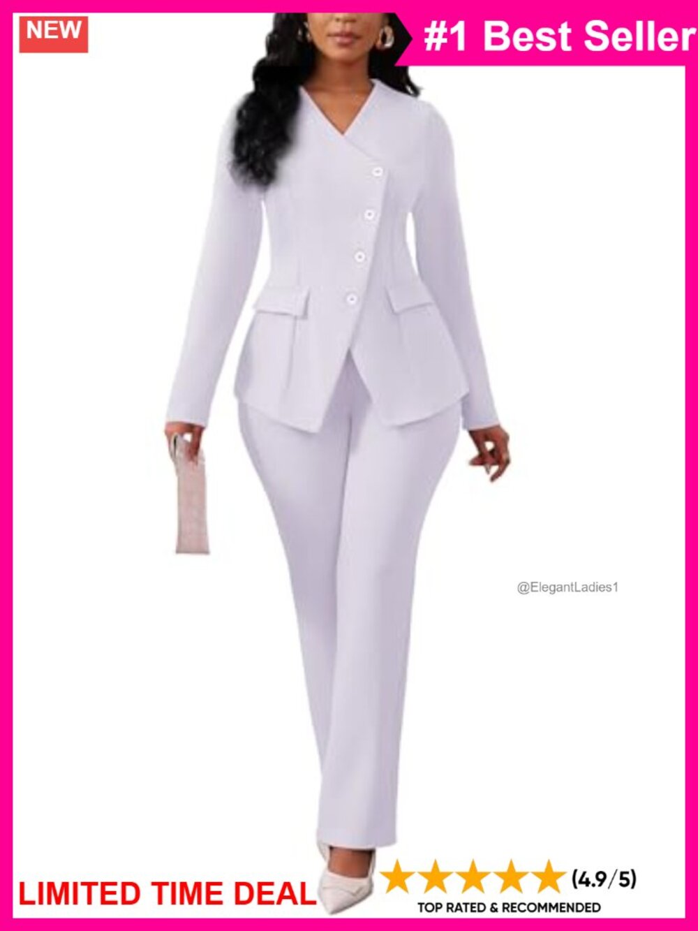 Women's 2 Piece Blazer and Pants Suit Set Long Sleeve Business Workwear